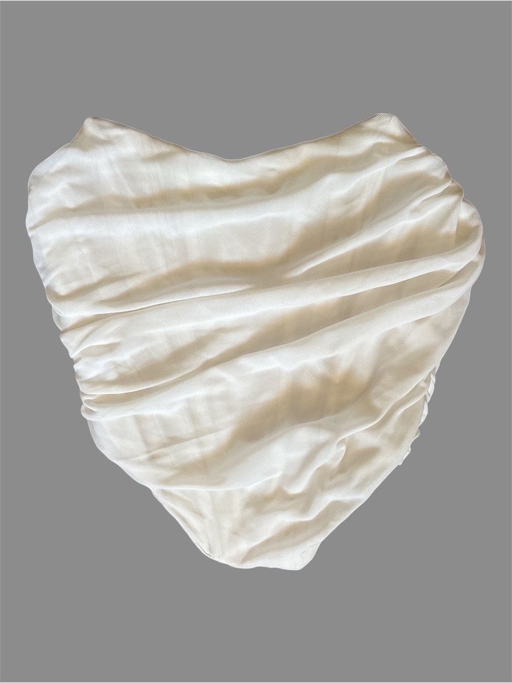 White Ruched Mesh Back Zip Corset Tube Top